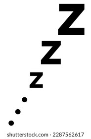 Zzz sleep snore text vector icon. Night sleepy noise sound illustration. Black simple sign for comics isolated on white background.