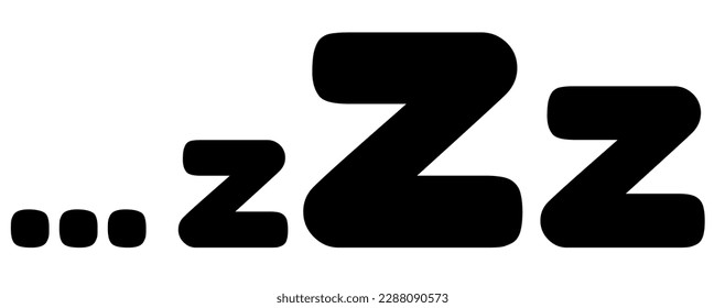 Zzz sleep snore text vector icon. Night sleepy noise sound illustration. Black simple sign for comics isolated on white background.