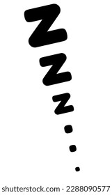 Zzz sleep snore text vector icon. Night sleepy noise sound illustration. Black simple sign for comics isolated on white background.
