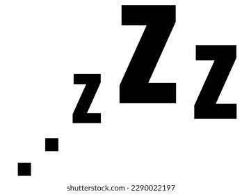 Icono de vector de texto de zz sleep snore. Ilustración sonora de sueño nocturno. Signo negro simple para los comics aislados en fondo blanco.