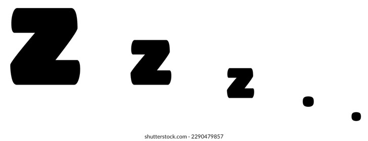 Zzz sleep snore text vector icon. Night sleepy noise sound illustration. Black simple sign for comics isolated on white background.