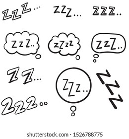 zzz sleep symbol con illustration with handdrawn doodle style