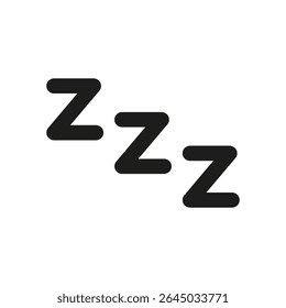 Zzz Sleep Symbol Solid Icon. Rest, Relaxation, And Sleep Indication Silhouette Symbol. Sleepy, Nap, And Snooze Representation. Isolated Vector Illustration.
