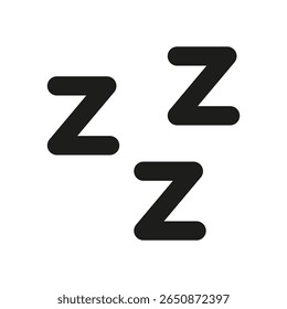 Ícone Sólido do Símbolo Zzz Sleep. Símbolo De Silhueta De Indicação De Repouso, Relaxamento E Sono. Representação De Sono, Cochilo E Soneca. Ilustração de vetor isolada.
