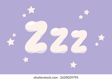 Zzz sleep time flat vector illustration.