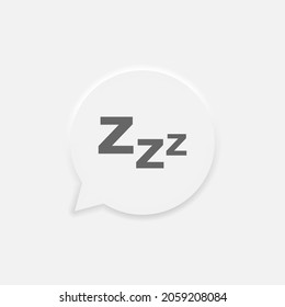Zzz sleeping night vector icon in trendy neumorphic style. Sleep symbol button for app interface. Vector EPS 10