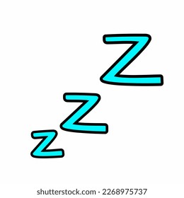 zzz or sleepy letter or icon in hand drawing cartoon style