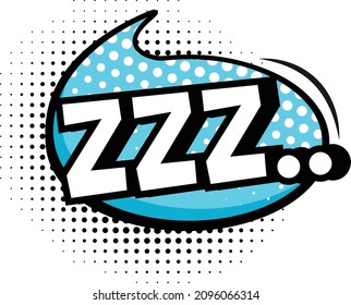 Zzz speech bubble for comics magazine isolated. Vector comic bubble cloud, sleep speech zzz cartoon illustration