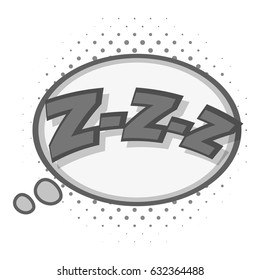 Zzz, speech bubble icon in monochrome style isolated on white background vector illustration