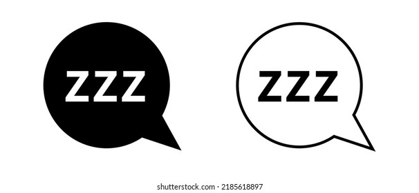 icono de burbuja de voz de zzz. Signo de sueño. Soñar o relajarse. Vector.