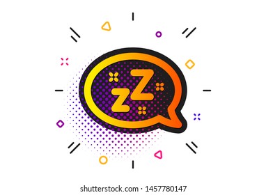 Zzz speech bubble sign. Halftone circles pattern. Sleep icon. Chat message symbol. Classic flat sleep icon. Vector