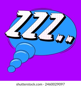 Zzz speech bubble in trendy pop art style. Comic sound effect.