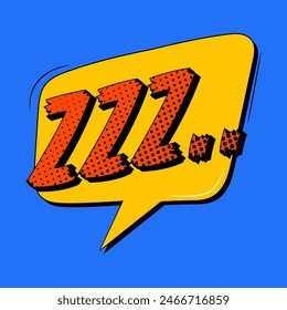 ZZZ Sprechblase im trendigen Retro-Stil. Onomatopoetische Ausdrücke.