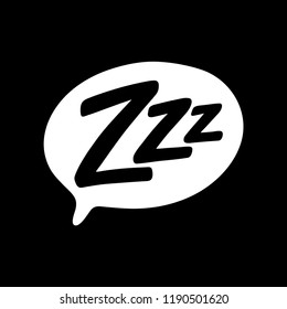 Z-z-z text on text bubble. Printable graphic tee. Design doodle for print. Vector illustration. Colorful tag. Cartoon hand drawn comic style. Icon for sleeping mode