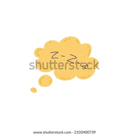 Zzz text on text bubble in shape of cloud, flat cartoon vector illustration isolated on white background. Zzz icon for sleeping and bedtime topic designs.