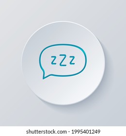 Zzz text, sign of sleep, simple icon. Cut circle with gray and blue layers. Paper style