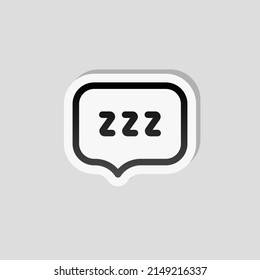 Zzz Text, Sign Of Sleep, Simple Icon. Linear Sticker, White Border And Simple Shadow On Gray Background