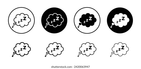 Zzz vector icon set collection. Zzz Outline flat Icon.