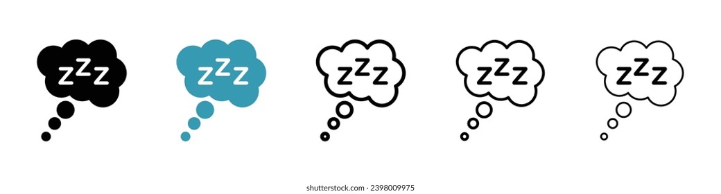 Zzz vector icon set. Zzz sleepy text for UI designs.