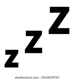 ZZZ vector icon. Sleep and snoring symbol for rest, relaxation, and nighttime themes. Cartoon-style design isolated on white background.