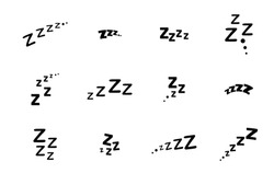 Zzz, Zzzz Bed Sleep Snore Icons, Snooze Nap Z Sound Vector Effect. Sleepy Yawn Or Insomnia Sleeper Text And Alarm Clock Zzz Line Icons Of Goodnight Deep Sleep, Bored Or Tired And Standby Symbols