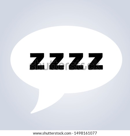 Zzzz black sleeping text inside a white speech bubble on a grey background, isolated vector illustration for snoring bed time concepts.