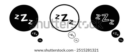 Zzzz black sleeping text inside a speech bubble on a white background, sleeping Zzz, snoring bed time or insomnia logo