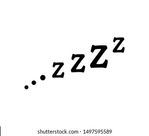 Zzzz black sleeping text isolated on a white background, vector illustration for cartoon or doodle style bed time concepts.