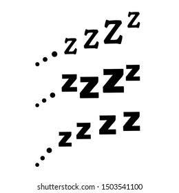 Zzzz black sleeping text set isolated on a white background, vector illustration for cartoon or doodle style bed time or insomnia concepts.