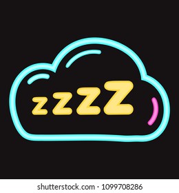 Zzzz. Vector cloud icon. Concept about good night sleeping. Illustration on black background.
