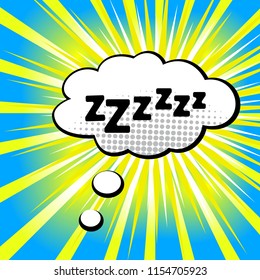 Zzzzz!  Comic speech bubble, cartoon. Vector illustration.