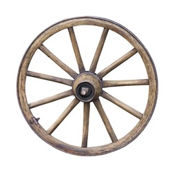 Old Wooden Wheel isolated on white background