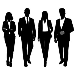 Vector silhouettes of businessmen and businesswomen
