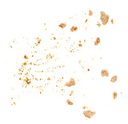 Bread crumbs isolated on white background. Top view
