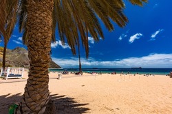 One of the best beaches of Tenerife, Playa de Las Teresitas, Spain, Canary Islands