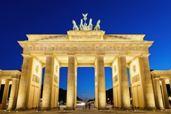 Berlin Brandenburg Gate at night, Berlin, Germany