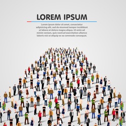Template with a crowd of business people standing in a line. People crowd. Vector illustration