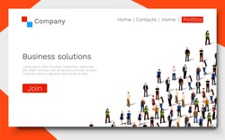 Business solutions. Teamwork and success concept. Landing page concept. Vector illustration