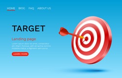 Target landing page, banner business 3d icon. Vector illustration