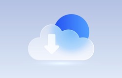 Glass cloud transparent icon, collection sign. Vector illustration