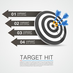 Graphic information target with darts. Vector illustration