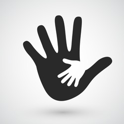 Helping hands icon. Care, adoption, pregnancy or family concept. Vector illustration