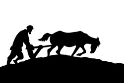 peasant silhouette on white background, vector illustration