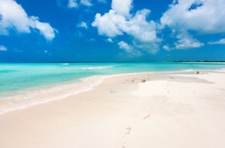 Beautiful white sand beach and Caribbean sea in Cuba
