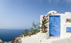 Door to nowhere. One of symbols of Greek island Santorini.