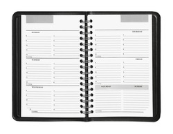 Weekly planner showing hourly schedule isolated on white