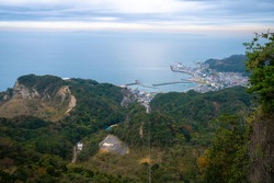 Aerial view from Nokogiriyama Ropeway Station Sancho Observatory, Awa District, Chiba Prefecture, Japan
