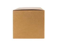 Cardboard box front side with isolated on white