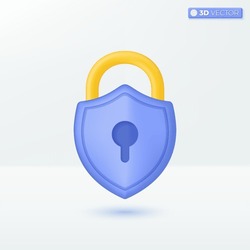 Lock icon symbols. Security, encryption, safety, privacy, cyber protection or antivirus concept. 3D vector isolated illustration design. Cartoon pastel Minimal style. You can used for ux, ui, print ad