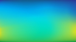 Blue to Lime Green Blurred Vector Background. Navy, Blue, Turquoise, Lime, Green Gradient Mesh. Trendy Out-of-focus Effect. Dramatic Saturated Colors. HD format Proportions. Horizontal Layout.